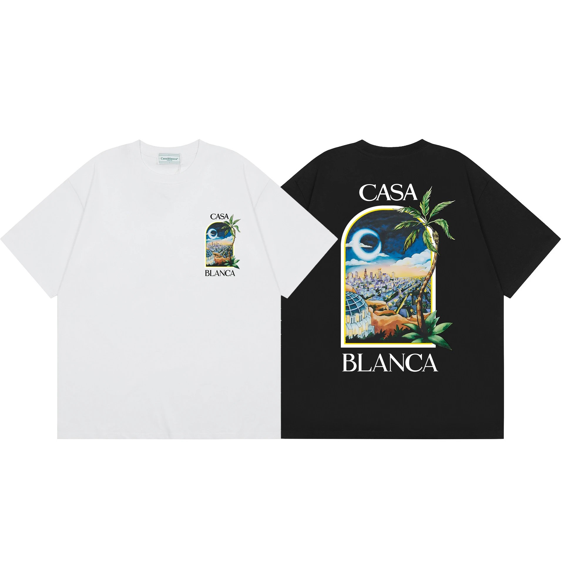 A collection of short-sleeved T-shirts from the French accessible luxury resort brand Casablanca. - rep Casablanca