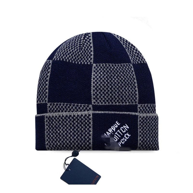 Louis Vuitton Damier Graphite Check-Knit Beanie - rep czapki