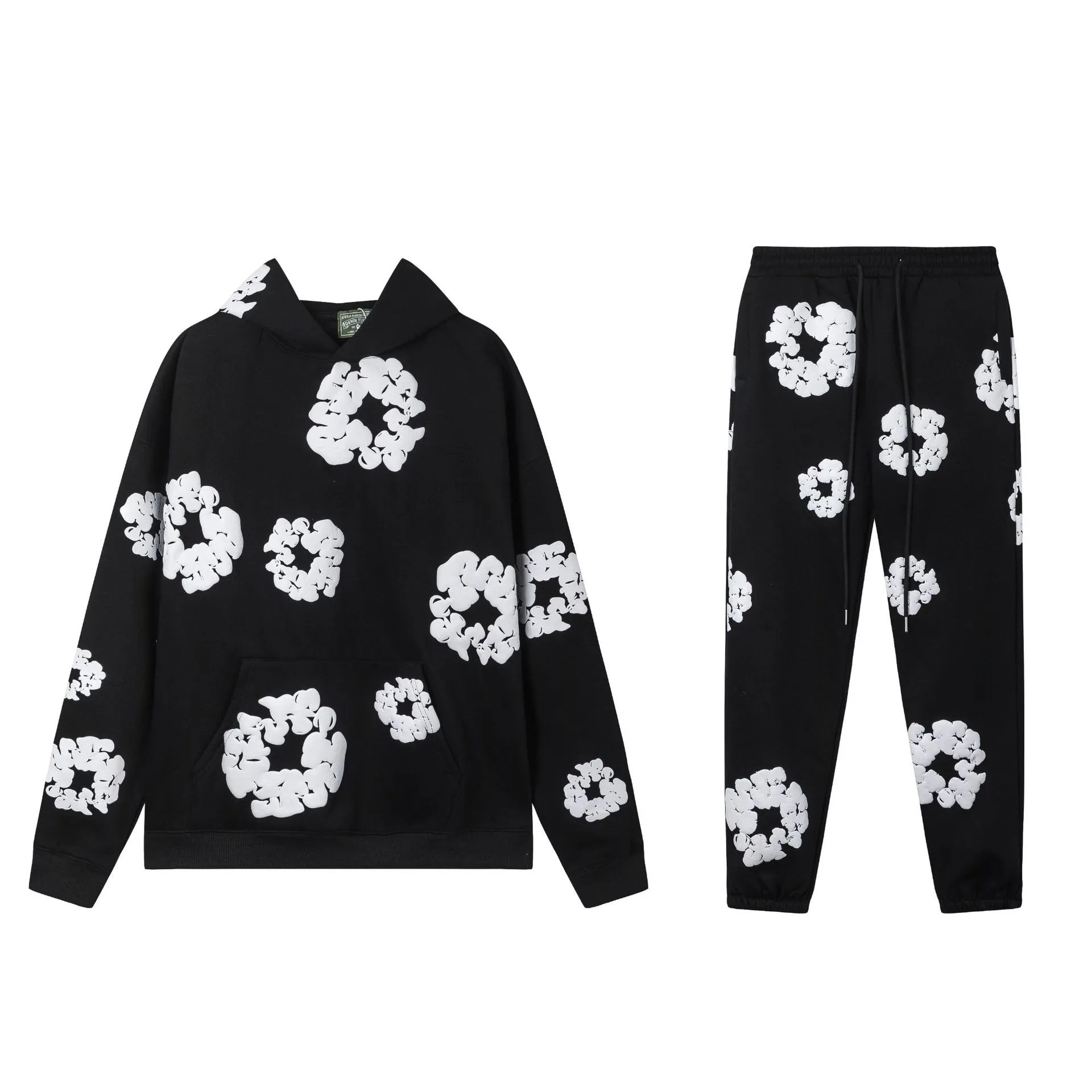 Denim Tears (US Streetwear Brand) Kapok Flower Foam-Print Sweatshirt and Sweatpants Set - rep Denim Tears